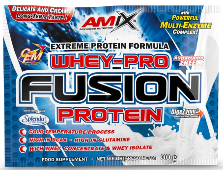 Whey protein powder Amix Pro Fusion 30g strawberry